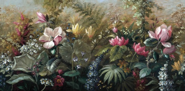 Multicolored mural wild jungle flowers Charleston Rasch Textil 031500