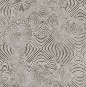 Large symmetrical circles gray wallpaper Charleston Rasch Textil 030310