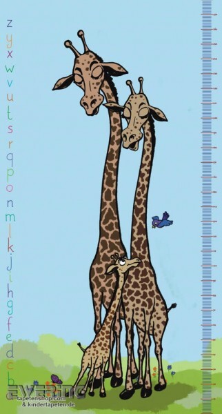 Giraffen-Messlatte Wand-Bild Blau