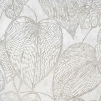 Trendy leaf pattern white non-woven wallpaper Julie Feels Home Hohenberger 26941-HTM