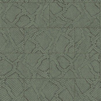 non-woven wallpaper snake skin pattern olive green 347787