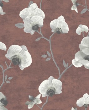 Blütenmuster Tapete braun und grau Malibu Rasch Textil 101426
