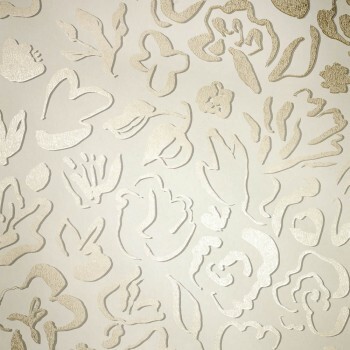 Beige non-woven wallpaper shiny flower pattern Salt Hohenberger 65333-HTM