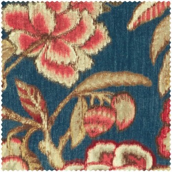 large flowers and leaves blue-grey furnishing fabric Sanderson Caspian DCEF226639