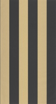 Matte glossy stripes black gold non-woven wallpaper Caselio - Moonlight 2 MLGT104029329