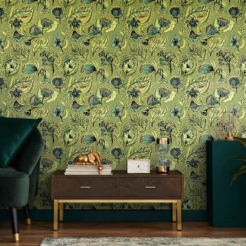 Printed pattern non-woven wallpaper green Pepper Hohenberger 81330-HTM