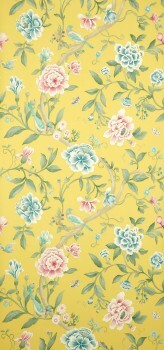 gemalte Rosen und Zweige gelb Vliestapete Sanderson - One Sixty DCAVPO102
