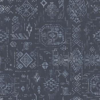 Blue wallpaper retro pattern Global Fusion Essener G56383