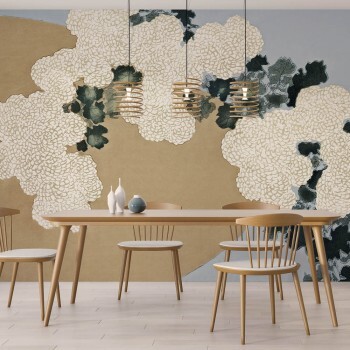 Chrysanthemums gray mural dining room 27013-HTM GMM Hohenberger