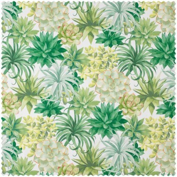 white and green decoration fabric flowers and leaves Casadeco - Botanica Texdecor BOTA86117479