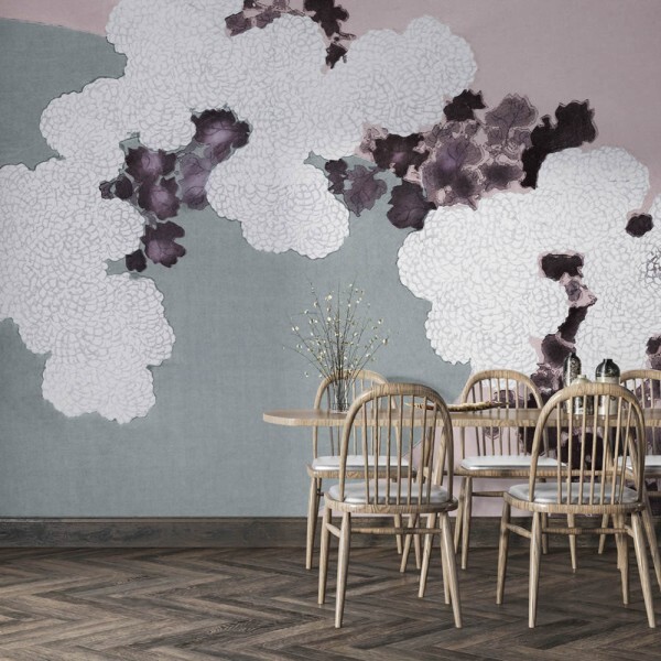 Noble chrysanthemum motif wallpaper pink 27012-HTM GMM Hohenberger