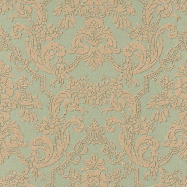 baroque design vinyl wallpaper light green Trianon 13 Rasch 570632