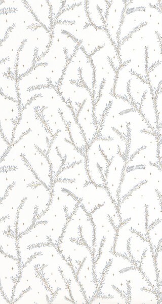 White wallpaper leaves and stars Caselio - La Foret Texdecor FRT102946030