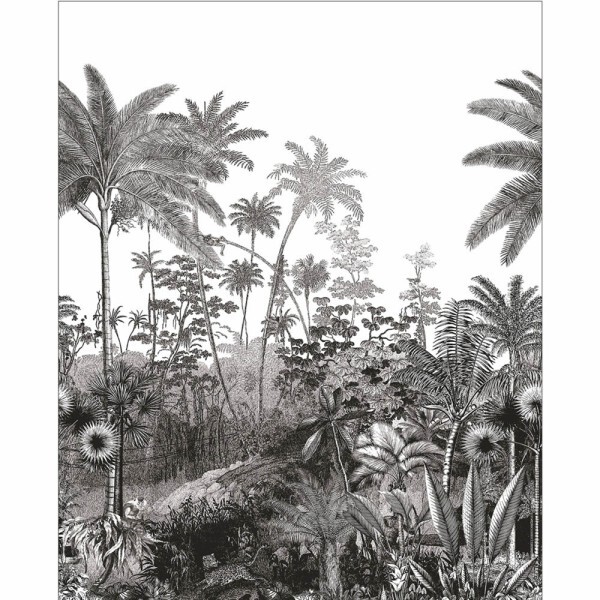 Palmenblätter schwarz weiß Wandbild Caselio - Moonlight 2 Texdecor MLGT104150945