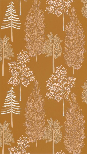 Deciduous trees wallpaper ocher Caselio - La Foret Texdecor FRT102952237