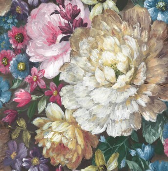flower pattern multicolored non-woven wallpaper Charleston Rasch Textil 030101