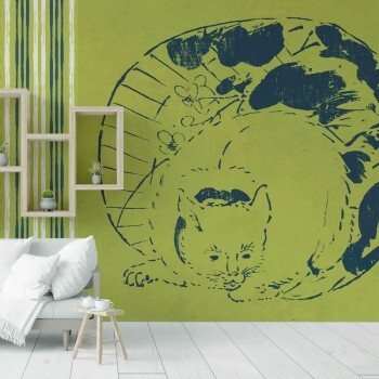 Fresh cats wallpaper blue green 18053-HTM GMM Hohenberger