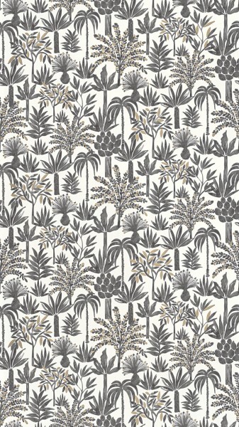 trees leaves branches shiny details white non-woven wallpaper Caselio - Moonlight 2 MLGT104350957