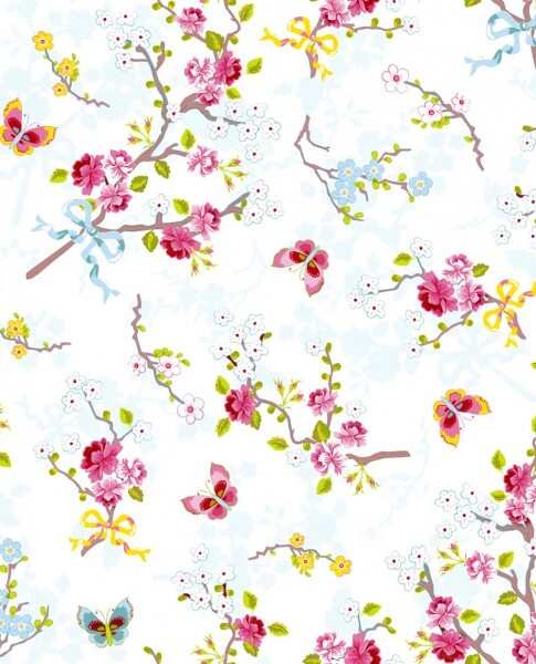 Eijffinger PIP Studio 55-375070, non-woven wallpaper weis bunt flowers