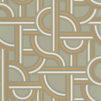 Straight and curved lines wallpaper sage green Caselio - Labyrinth Texdecor LBY102127022