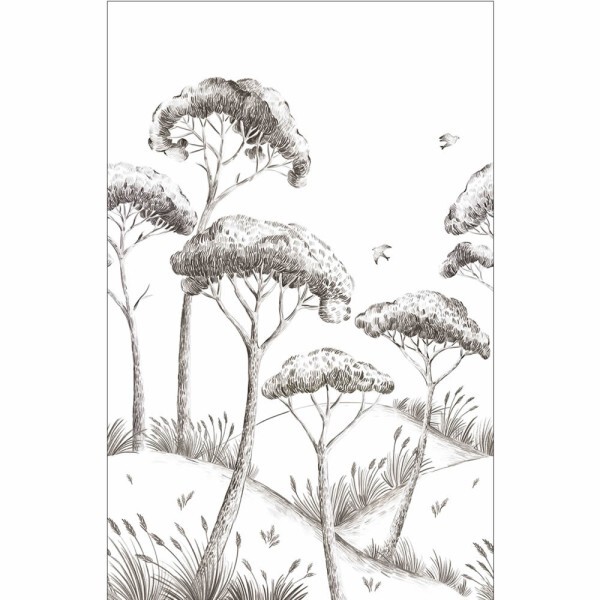 Bäume Vögel schwarz weiß Wandbild Caselio - Moonlight 2 Texdecor MLGT104170967