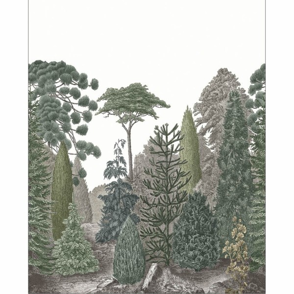 Forest Trees White and Green Mural Mediterranee Casadeco MEDI87457202