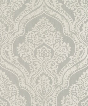 non-woven wallpaper stylized flowers and leaves gray 88815