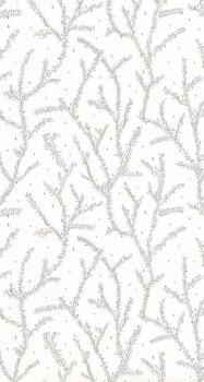 White wallpaper leaves and stars Caselio - La Foret Texdecor FRT102946030