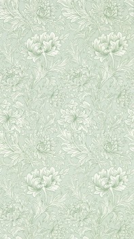 wallpaper chrysanthemum pattern green MSIM217069