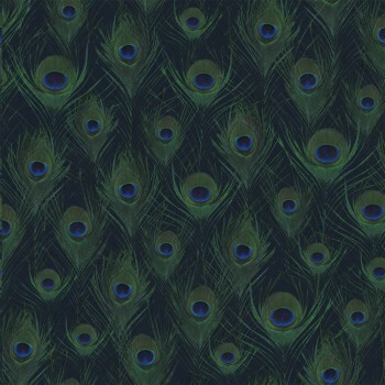 non-woven wallpaper peacock feathers dark blue 347766