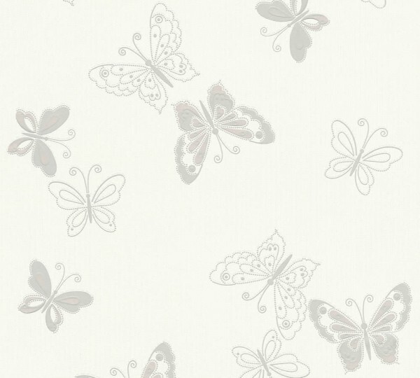 Vliestapete AS Creation Happy Spring 8-34766-1 grau Schmetterlinge