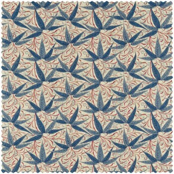 Decoration fabric bamboo leaves and small flowers cream DCMF226687