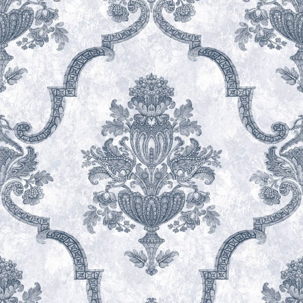 Classic baroque non-woven wallpaper blue Azulejo Hohenberger 26859