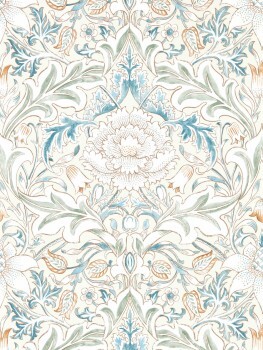Wallpaper bordered flowers beige MSIM217074