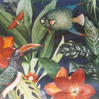 Fish in the jungle non-woven wallpaper red, blue and green Tropical Hohenberger 26743