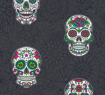 wallpaper multicolored skulls
