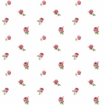 Nature motifs non-woven wallpaper white and red Blooming Garden Rasch Textil 084031