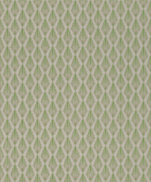 non-woven wallpaper fan shapes gray and green 88587