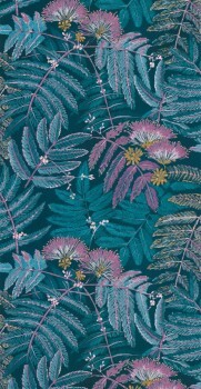 nature motifs blue non-woven wallpaper Casadeco - Botanica Texdecor BOTA85896164