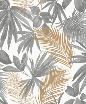 Palmenblätteroptik Vliestapete grau Jungle Fever Grandeco JF3601