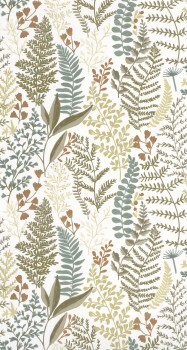 Leaves and flowers wallpaper white Caselio - La Foret Texdecor FRT102927019