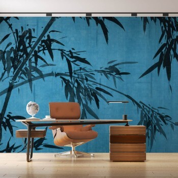 Bamboo mural in Japanese ink style blue 18057-HTM GMM Hohenberger