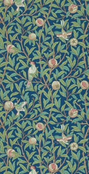 wallpaper birds and pomegranates blue DCMW216815