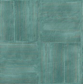 non-woven wallpaper squares, stripes green 026737