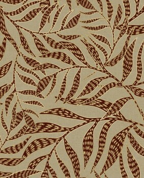 beige non-woven wallpaper leaf pattern Terra Eijffinger 391555