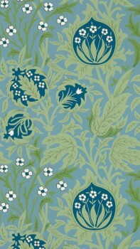 non-woven wallpaper swirling leaf pattern blue MEWW217200