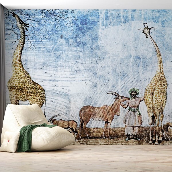 giraffe mural savannah living room 18040-HTM GMM Hohenberger