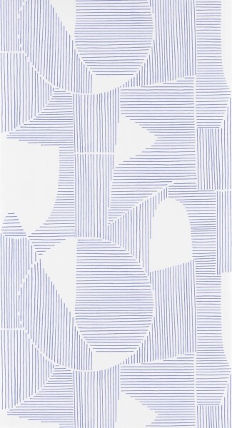 Symetrische Linien Weiß und blau Vliestapete Casadeco - Gallery GLRY86126320