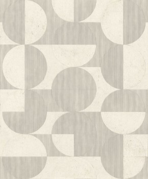 Kreise und feine Linien grau beige Vliestapete Concrete Rasch 521313