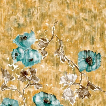 Ocker Türkies Blütenranken Wandbild Julie Feels Home Hohenberger 26962-HTM